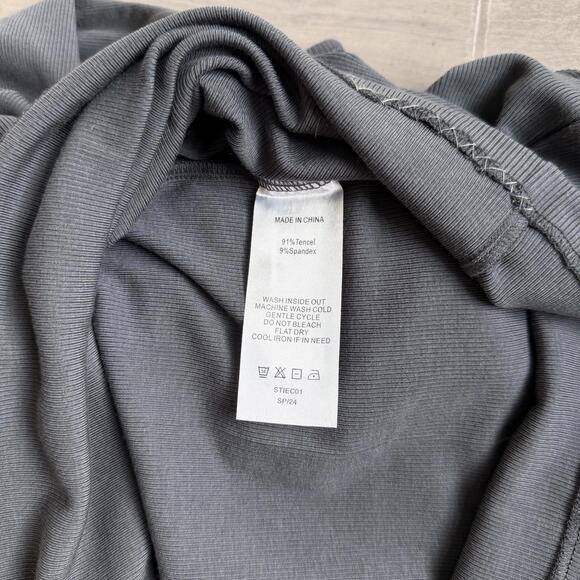 Quince Tencel Rib Knit Tank Midi Dress Gray Size S - Picture 8 of 9